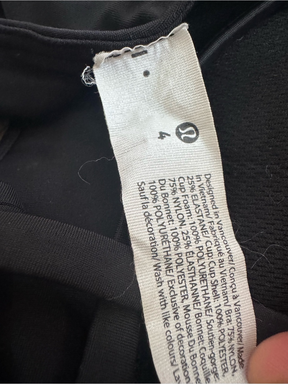 lululemon athletica Like a Cloud Black Strappy Sports Bra Longline Logo Size 4 - Picture 4 of 4